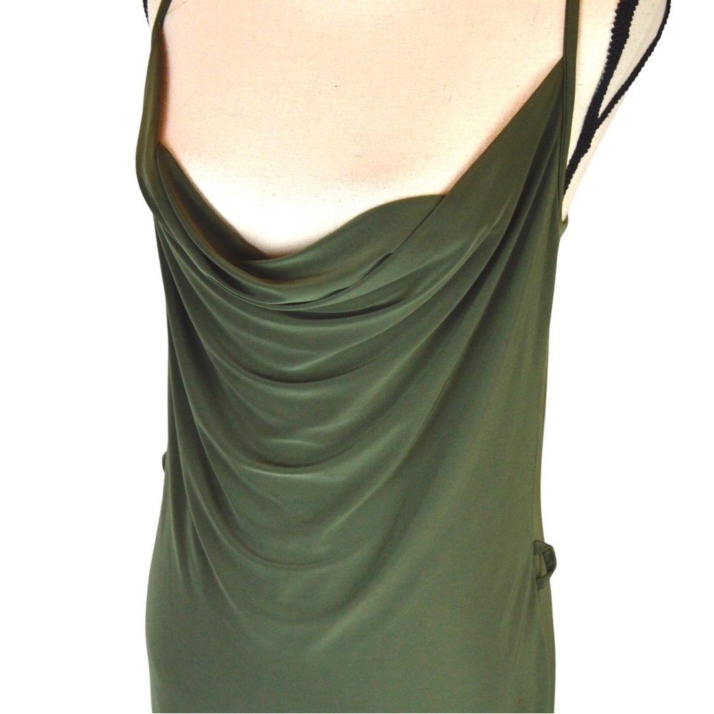 Boohoo Drape Cowl Neck Slip Dress Side Slit Size 12 Vamp Slinky Seductive NWOT - Picture 2 of 6
